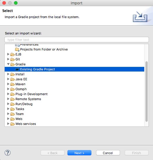 Eclipse Import Wizard：Gradle Project