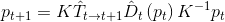 p_{t+1}=K\hat{T}_{t\rightarrow t+1}\hat{D}_{t}\left ( p_{t} \right )K^{-1}p_{t}