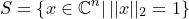 \small S=\left \{ x\in \mathbb{C}^n|\, ||x||_2=1 \right \}