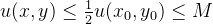 u(x,y) \leq \frac{1}{2}u(x_{0},y_{0}) \leq M