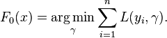 F_0(x) = \underset{\gamma}{\arg\min} \sum_{i=1}^n L(y_i, \gamma).