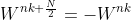 W^{nk+\frac{N}{2}}=-W^{nk}