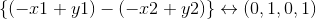 \left \{ (-x1+y1)- (-x2+y2)\right \}\leftrightarrow (0,1,0,1)