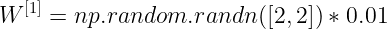 \large W^{[1]}=np.random.randn([2,2])*0.01