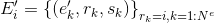 {E}'_{i}=\left \{ \left ( {e}'_{k},r_{k},s_{k} \right ) \right \}_{r_{k}=i,k=1:N^{e}}