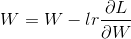 W = W - lr \frac{\partial L}{\partial W}