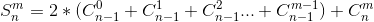 S_{n}^{m}=2 * (C_{n-1}^{0} +C_{n-1}^{1}+C_{n-1}^{2}...+C_{n-1}^{m-1})+C _{n}^{m}