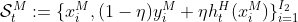 \mathcal{S}_t^M:=\{x_i^M,(1-\eta )y_i^M+\eta h_t^H(x_i^M)\}_{i=1}^{I_2}