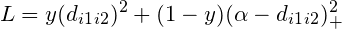 \small L=y(d_i_1_i_2)^{2}+(1-y)(\alpha -d_i_1_i_2)^{2}_+