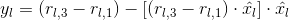 y_l=(r_{l,3}-r_{l,1})-\left [ \left ( r_{l,3}-r_{l,1} \right )\cdot \hat{x_l} \right ]\cdot \hat{x_l}