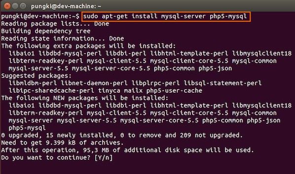 Fig.03: Ubuntu Linux Install MySQL to Manage Site Data with PHP