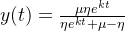 y(t)=\frac{\mu \eta e^{kt}}{\eta e^{kt}+\mu-\eta }