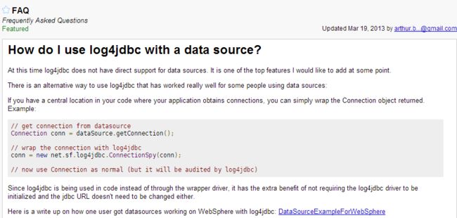 log4jdbc对于数据源的说明