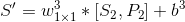 {S}'=w^{3}_{1\times 1}\ast [S_{2},P_{2}]+b^{3}