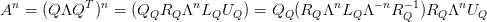 A^n = (Q\Lambda Q^T)^n = (Q_QR_Q\Lambda^n L_QU_Q)=Q_Q(R_Q\Lambda^n L_Q\Lambda^{-n}R_Q^{-1})R_Q\Lambda^{n}U_Q