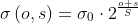 \sigma \left ( o,s \right )= \sigma _{0}\cdot 2^{\frac{o+s}{S}}