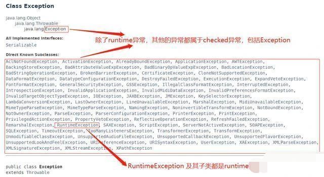 jdk 文档中的异常体系