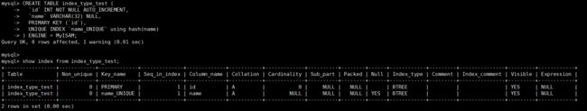 MyISAM index type