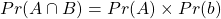 \begin{方程*} Pr(A \cap B) = Pr(A) \times Pr(b) \end{方程*}