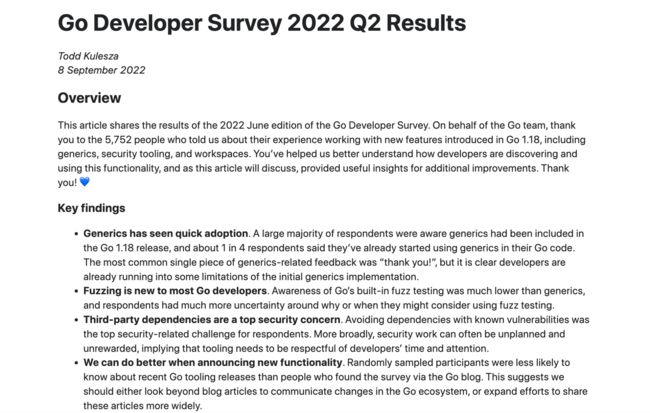 Go Developer Survey 2022 Q2 Results