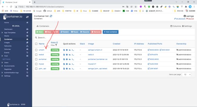 docker运行umem镜像-portainer管理页面umem_50