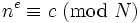 n^e==c(mod N)