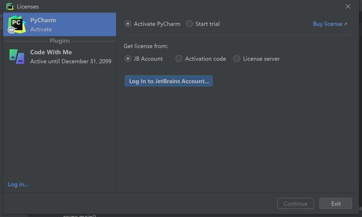 Pycharm 2022.2.3 弹出对话框，提示需要登录账户