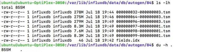 图12 InfluxDB的磁盘占用情况