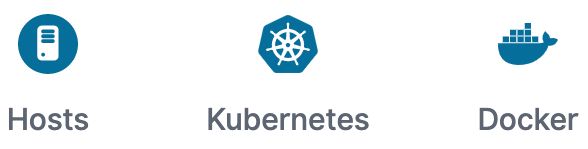 Hosts（主机）、Kubernetes 和 Docker 按钮