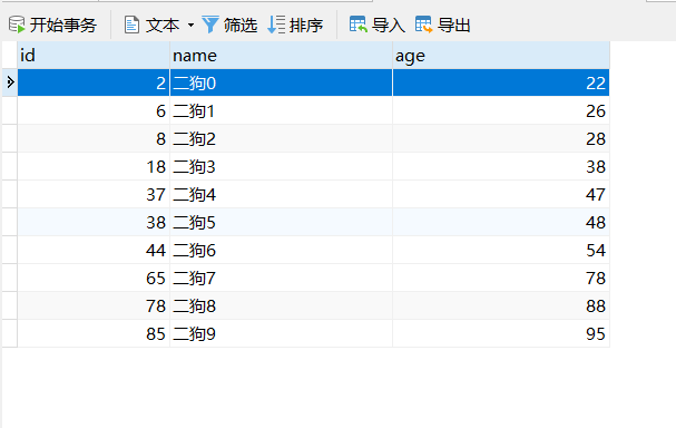 表数据