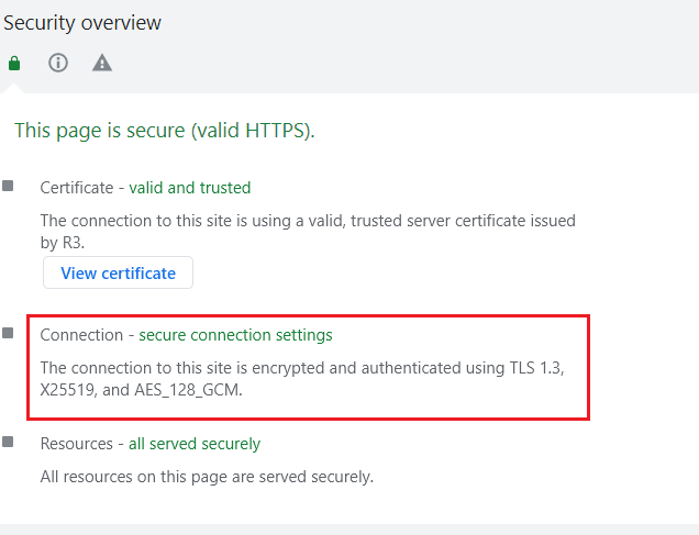 TLS1.3支持网页截图