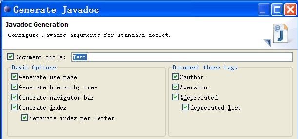 使用eclipse生成html格式注释文档 [ javadoc ]