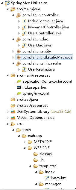 SpringMvc-Httl-shiro的整合