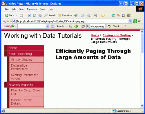 Efficiently Paging Through Large Amounts of Data