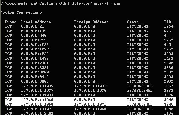 Windows netstat 查看端口、进程占用