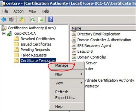 Manage in Certificates Console