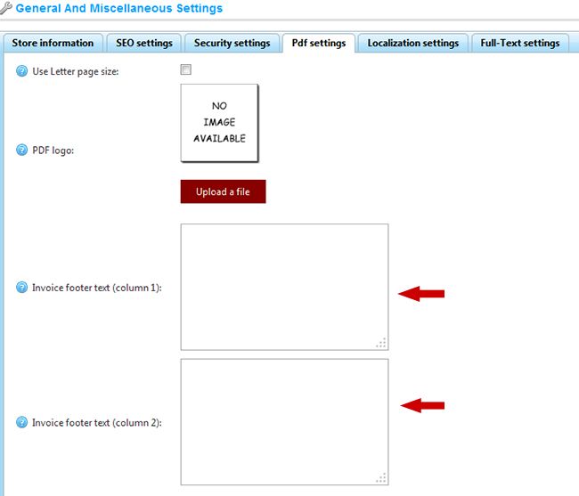 nopCommerce PDF设置