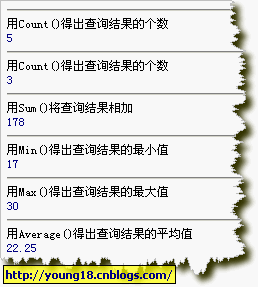 Linq学习笔记(1.8)——Count、Sum、Min、Max、Average