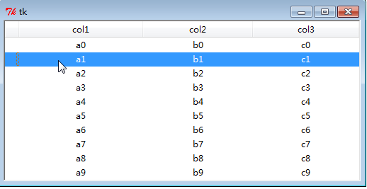 python tkinter用Treeview实现ListView效果