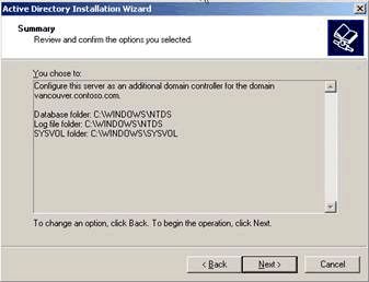 图 2.  Active Directory 选项摘要