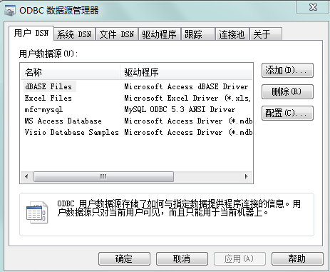 MFC通过ODBC连接mysql（使用VS2012编写MFC）