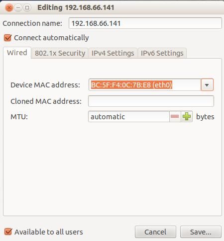 ubuntu 12.04桌面版网络设置-选择网卡