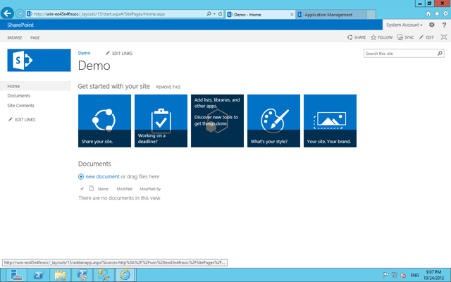 New SharePoint 2013 Team Site