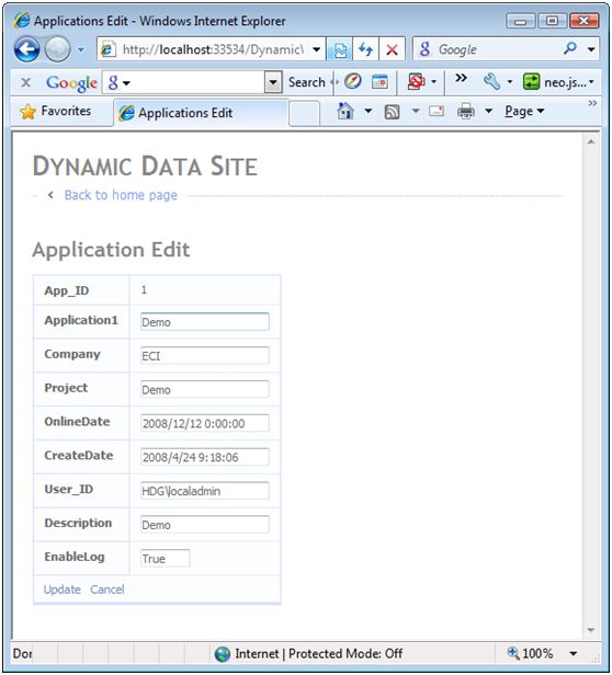 Vs.net 2008 sp1新特性之Dynamic Data Web Site