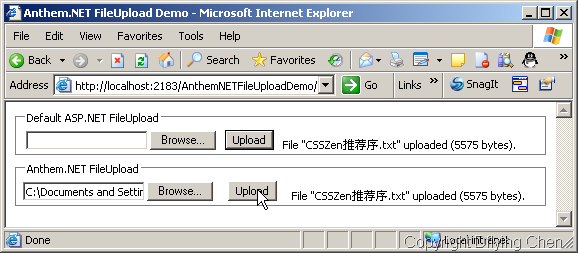 Anthem.NET 1.5中的FileUpload控件实现Ajax方式的文件上传