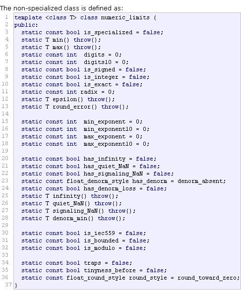 C++标准库的数值极限numeric_limits