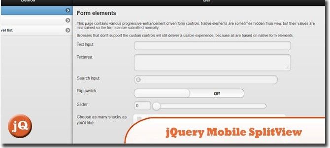 jQuery Mobile的布局插件和示例