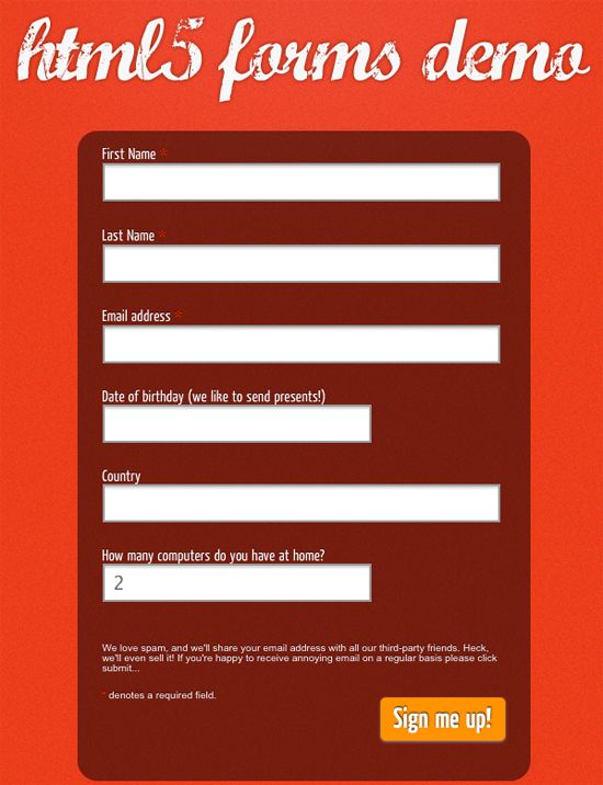 非常好的HTML5 Form表单示例
