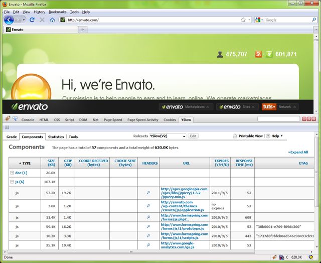 Yahoo YSlow's Components View