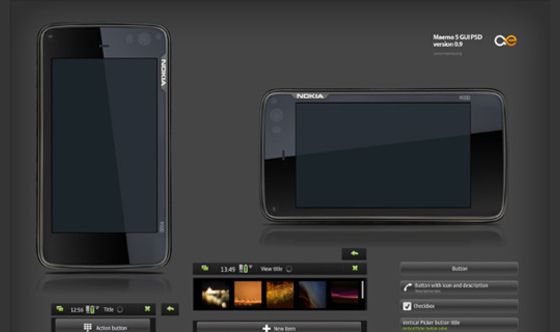 All elements of Maemo 5 GUI in PSD